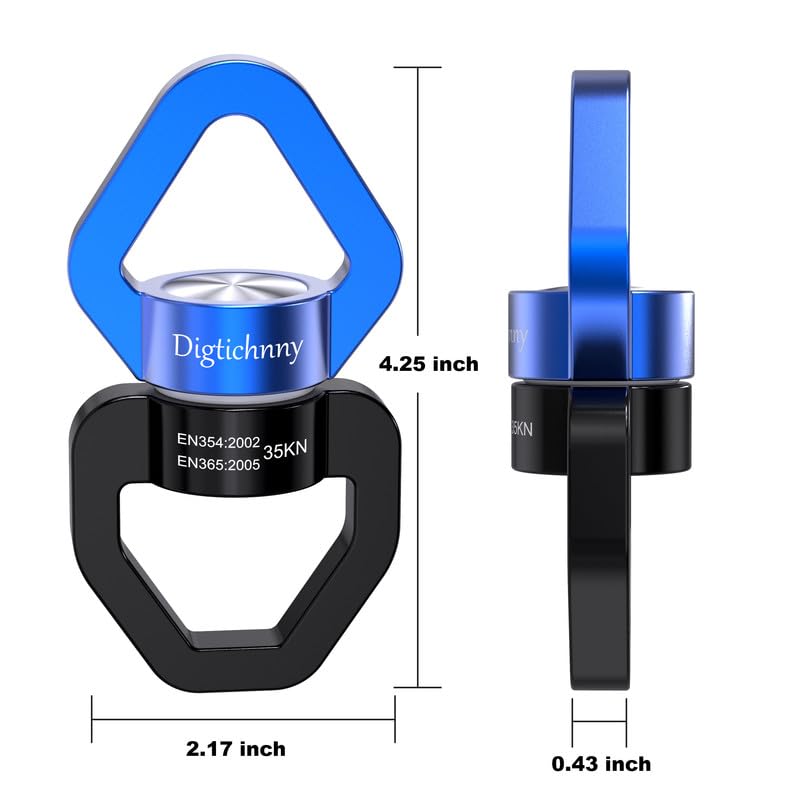 35KN Swing Swivel with Swivel Carabiner, Black Blue, 2 Pack | For hanging chairs, aerial yoga, hammocks, tire swings, kids' swings, gym rings, web tree swings, smooth rotation - color: Black Blue, size: 2 pack with carabiners