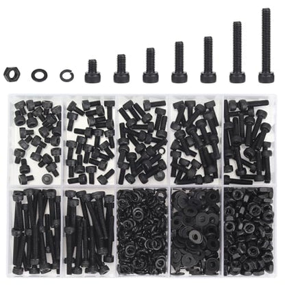 DYWISHKEY 566 Pieces M3 Black Screws, 12.9 Grade Alloy Steel M3x 4/6 /8/10 /12/16 /20mm Hex Socket Head Cap Screws Bolts Nuts Washers Assortment Kit - size: M3, style: Socket Head