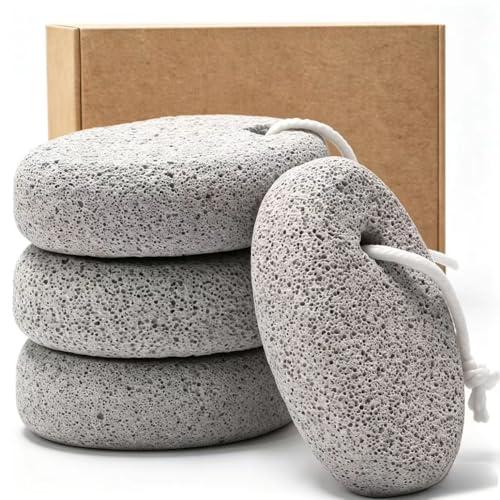 4-Pack Natural Pumice Stone for Feet, Borogo Lava Pedicure Tools Hard Skin Callus Remover for Feet and Hands - Natural Foot File Exfoliation to Remove Dead Skin, Heels, Elbows, Hands