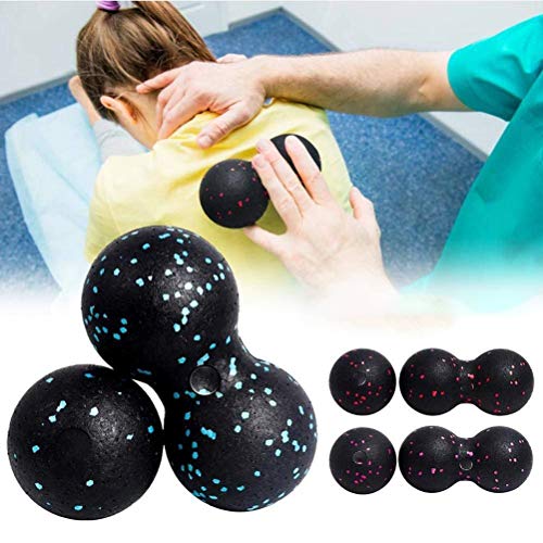 EMUKOEP Peanut Massage Ball Fascia Ball Set Training Deep Tissue Massage Ball Kit Lacrosse Ball Muscle Roller for Acupressure Plantar Fasciitis Reflexology Massage (Black,Blue)