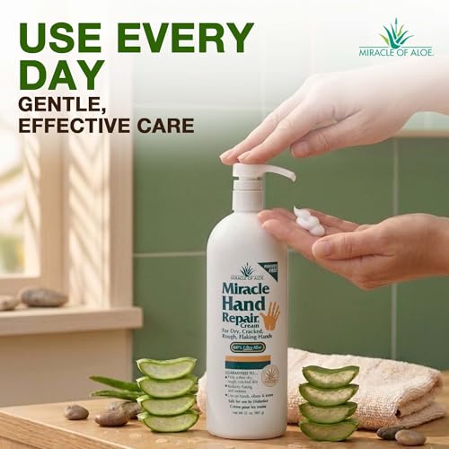Miracle Hand Repair Cream For Dry Cracked Hands, 32 Oz, 60% Aloe Vera | Non Greasy Fast Absorbing Hand Lotion, Moisturizer For Working Hands, Extremely Dry Rough Skin, Elbows & Knees, Men & Women - size: 32 Ounce (Pack of 1)