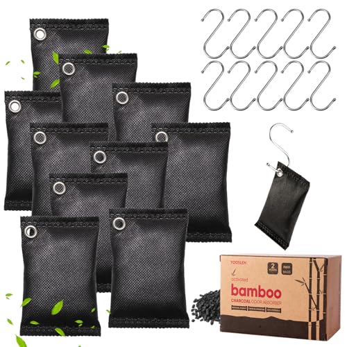 Activated Charcoal Odor Absorber, 10 Pack Natural Shoe Odor Eliminator, Bamboo Charcoal Air Purifying Bags, Sneaker Deodorizer and Moisture Absorbers for Clean Footwear, Shoe Odor Remover - color: 20g*10pack