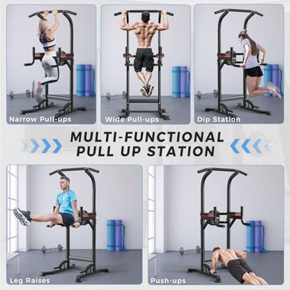 ZENOVA Pull Up Bar, Multi-Function Pull Up Dip Bar Station, Home Gym Workout Strength Training Equipment for Men Women Muscle Building - color: Black