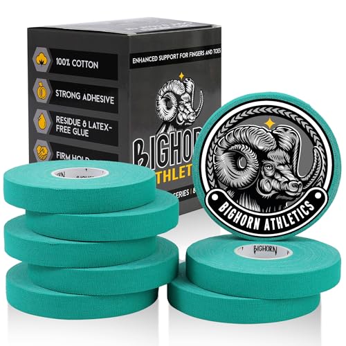 Bighorn Athletics Finger Tape 0.5-Inch x 45-Feet, 8 Rolls, Green | For Jiu Jitsu, Rock Climbing, Volleyball, Football, Hands, Toes, Sports & Injuries | Residue-Free - color: Green, size: 0.5-Inch