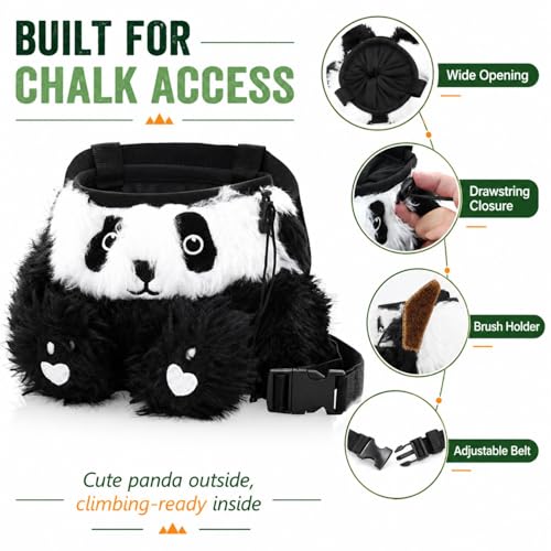 ANZOME Chalk Bag for Rock Climbing with Carabiner Drawstring, Cute Chalk Bag for Rock Climbing Weightlifting Gym, Great Gift for Adults & Kids Climbers