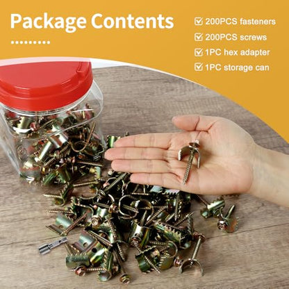 200 Pcs 2'' Fence Staples, Reusable Fasteners with Wire Fixer, Nails for Wire Mesh and Woven Fencing, Quickly Install Screws with Cordless Drill - size: 200PCS