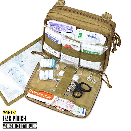 WYNEX Tactical Molle Admin Pouch, Double Layer Large EDC Tool Pouch Bag | Laser-Cut Design, Medical EMT IFAK with Map Pocket, Tool Organizer Molle Accessories, Flag Patch Included, 9.5"x7.5"x3.2" - color: Khaki