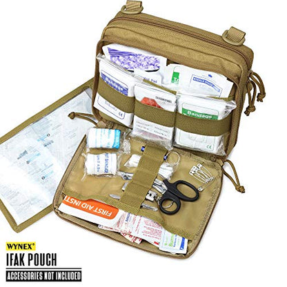 WYNEX Tactical Molle Admin Pouch, Double Layer Large EDC Tool Pouch Bag | Laser-Cut Design, Medical EMT IFAK with Map Pocket, Tool Organizer Molle Accessories, Flag Patch Included, 9.5"x7.5"x3.2" - color: Khaki