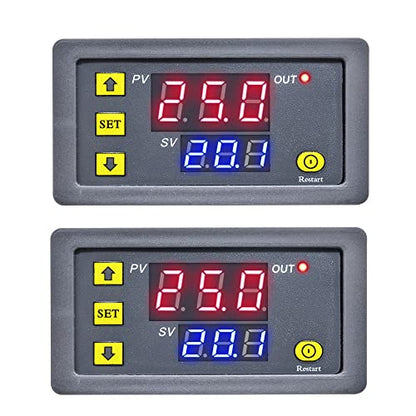 2Pcs Timer Delay Relay Programmable Cycle Timer Switch ON-Off Control LED Digital Display Time Relay Module (DC12V/20A) Gray