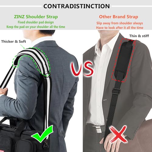 ZINZ Bag Shoulder Strap, Padded Adjustable Shoulder Strap Replacement - color: Stripes-bkwbk, size: 57"
