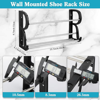 Ziliny 6 Pieces Wall Mounted Shoe Rack with Sticky Hanging Mounts Hanging Wall Shoe Storage Organizer Holder Shelf Hanger for Closet Door(15.7 x 8.7 x 4.3'')