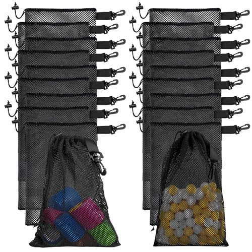 20 PCS With Clips Mesh Drawstring Bags (5.9x7.9in) | mesh storage bags, Portable Nylon Storage Bags for toy,Sports Storage,Outdoor activities etc. - size: 20Pcs / 5.9x7.9in