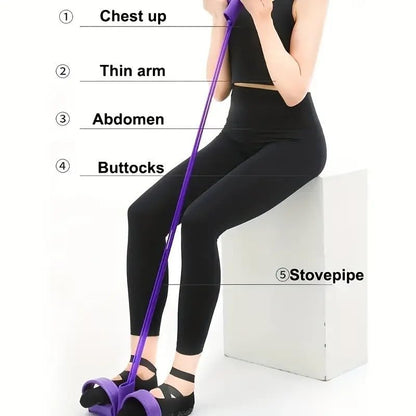 21 Fitness Resistance Bands Set with 4 Tube Pedal Ankle Puller - Multifunction Tension Rope for Abdomen Waist Arm Leg Stretching, Sit-Up Assistance Elastic Strength Bands with Handles - color: Pink