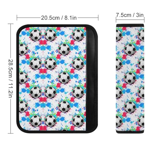 2 Pack Splash Ink Soccer Ball Football Sport Car Seat Belt Pad Breathable Shoulder Harness Cover for Adult Use, Stroller Pushchair High Chair, Pressure Relief - color: Pattern 1237
