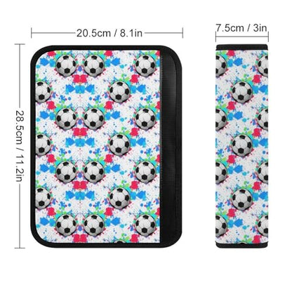 2 Pack Splash Ink Soccer Ball Football Sport Car Seat Belt Pad Breathable Shoulder Harness Cover for Adult Use, Stroller Pushchair High Chair, Pressure Relief - color: Pattern 1237