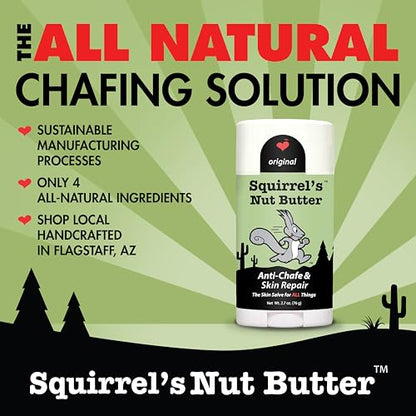Squirrel's Nut Butter Anti Chafe Stick | All Natural Chafe Prevention & Skin Care for Athletes, Runners & Adventurers | Thighs, Arms, Pack Straps & More | 2.7 oz - size: 2.7 Ounce (Pack of 1)