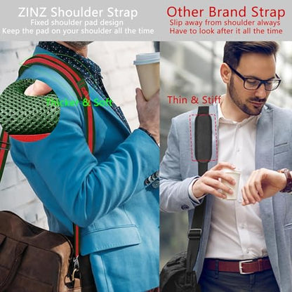 ZINZ Shoulder Strap Universal Bag Strap - 78" Ultra-Thick Padded with Dual Balanced Adjustable Buckles for Briefcase, Travel, Sports, Laptop, Crossbody Bag，Stripes-GrRdGr - color: Stripes-grrdgr