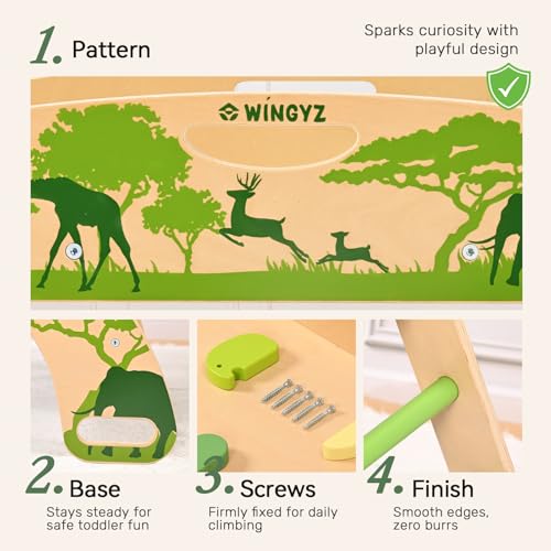 WINGYZ Pikler Triangle Set, Montessori 8-in-1 Foldable Climbing Set | Reversible Animal Slide, Patent-Protected Jungle Gym, Safe 2.35in Gap, ASTM F963 Standards for Toddlers 18M-5Y, Green - color: Green