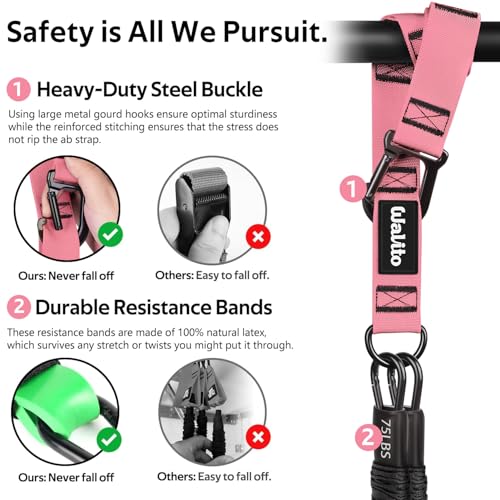 Pull Up Assistance Bands Set, Heavy Duty Adjustable Pull Up Assist Band with Feet Rest, Strength Training Bands for Home Gym Fitness, Pull-Up Bar, Calisthenics and Body Stretching - color: Pink