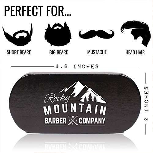 Men's Hair Brush- 100% Pure Black Boar Hair Natural Bristle for Beard, Moustache - Firm Military Style with Handmade Wood Handle – No Snags, No Scratch, Gentle Bristle – Use with Beard Oil