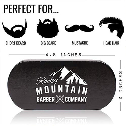 Men's Hair Brush- 100% Pure Black Boar Hair Natural Bristle for Beard, Moustache - Firm Military Style with Handmade Wood Handle – No Snags, No Scratch, Gentle Bristle – Use with Beard Oil