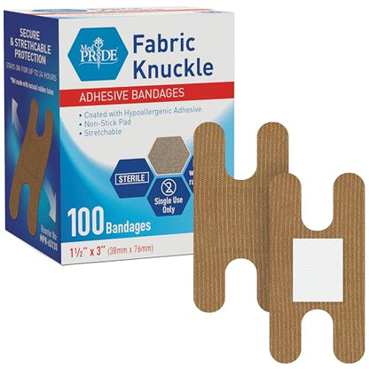 MED PRIDE Fabric Fingertip & Knuckle Bandages,Latex-Free,1.5x3 in,100-Count