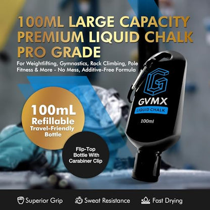50ML/100ML/400ML Superior Grip Premium Liquid Chalk. Long Lasting Mess-Free Gym Chalk for Weightlifting, Gymnastics, Climbing. Fast Drying Refillable Gym Accessories. Package May Vary. - style: 100ML - 1 Pack