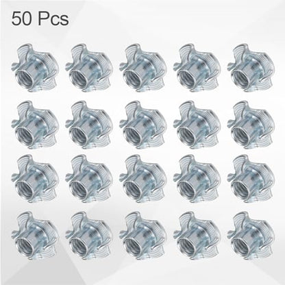 HARFINGTON 5/16x10mm T-Nuts 4 Pronged Tee Nut 0.83" x 0.39" Fully Thread Carbon Steel Inserts for Wood, Rock Climbing Holds, Cabinetry, Furniture 50pcs - size: 5/16" x 0.39" x 0.83" x 0.39"