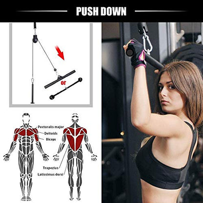 Cable Pulley System Gym,Fitness LAT and Lift Pulley System Dual Cable Machine with Upgraded Loading for Triceps Pushdown,Biceps Curl,Back,Shoulder Workouts Home Gym Equipment