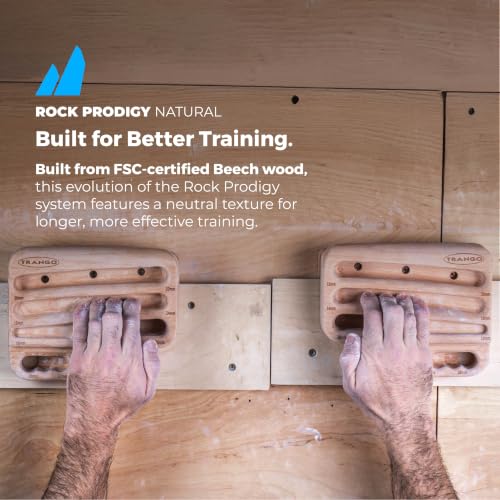 TRANGO Rock Prodigy Hangboard - Finger Training Board for Rock Climbing, Build Finger Strength, Home Training Board, Natural - Beech Wood, Pivot, Forge, Training Center - style: Natural