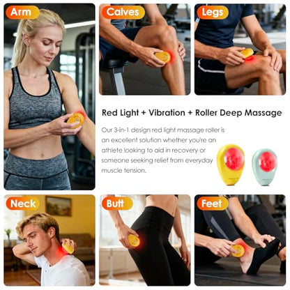Red Light Vibrating Massage Ball - Trigger Point Tool for Deep Tissue & Muscle Pain Relief, Portable, Suitable for Use All Over the Body (Mango) - color: Mango