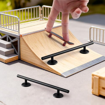 Simhoa Fingerboard Round Rail, 25cm Stainless Steel Skateboard Obstacle with Stable Base for Fingerboard Parks and Trick Practice - color: 25cm Round Black
