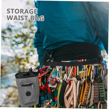 BESPORTBLE Antislip Chalk Bag Bucket with Zippered Pockets for Rock Climbing Bouldering and Gymnastics Oxford Cloth Grip Enhancer Stylish Gray Design for Mountaineering and Fitness Training
