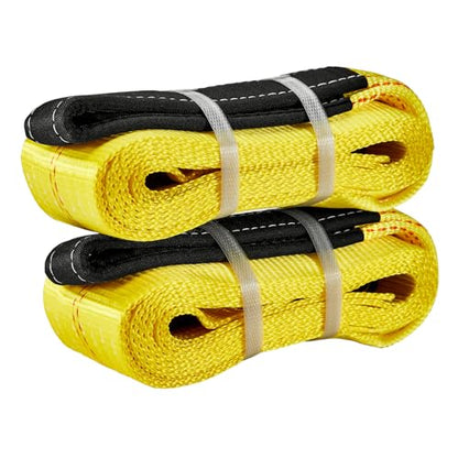 Pindex 2 Pack 3" x 10' Web Lifting Sling 22000 Lbs Breaking Force 3500 Lbs Pulling Forces Lift Sling Straps for Rocks Trees Mowers Tool Boxes in Trailers Tractors Trucks, Yellow - size: 3 inch x 10 feet