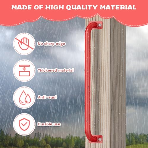 SELEWARE 30" Red Playground Ladder Handle Metal Playset Handles Grab Bars | 500LB 2Pcs Heavy Duty Steel Kids Playground Handles for Indoor/Outdoor Ladder Handrail Swing Set Treehouse Rock Climbing Wall - color: D: red-30"-2 Pcs