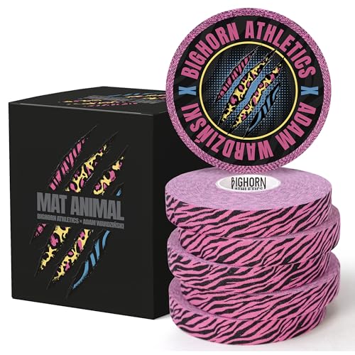 Bighorn Athletics Pink Zebra Print Finger Tape | 6 Rolls 0.5 Inch x 45 Feet | Athletic Tape for Finger and Toes | Zinc Oxide Adhesive No Sticky Residue | BJJ and Sports | Mat Animal Collection - color: Pink Zebra, size: 0.5-Inch