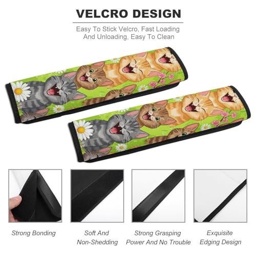 2 Pack Universal Fit Car Seat Belt Pad for Adult Use, All Vehicles, Funny Cats Seat Belt Covers Cushion, Anti-Slip Pad - color: Pattern 800