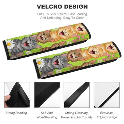2 Pack Universal Fit Car Seat Belt Pad for Adult Use, All Vehicles, Funny Cats Seat Belt Covers Cushion, Anti-Slip Pad - color: Pattern 800