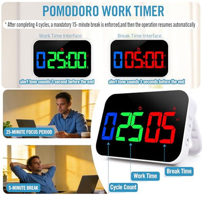 Digital Timer for Classroom, Pomodoro, Gym & Kitchen – Rechargeable Magnetic Countdown Timer, Large LED Display, Loud Alarm, 3 Volume Levels & 3 Brightness Settings - style: Upgraded Version with Gym Modes