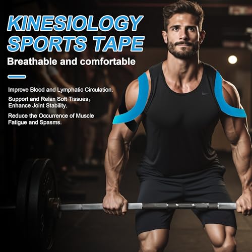 SUPERBE Precut Kinesiology Tape (3 Rolls Pack), Elastic Sports Tape for Pain Relief, Muscle Support, Recovery and Physio Therapy, Breathable, Waterproof (Blue Green Yellow) - color: Blue Green Yellow