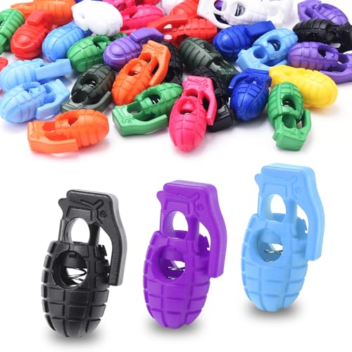 CooBigo Plastic Cord Locks for Paracord Drawstring Clip, Spring Toggle Cord Stopper Sweatpant Hat Gloves Hoodie String Lock - color: 03-50pcs Assorted Colors