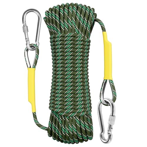 X XBEN Outdoor Climbing Rope 10M(32ft) 20M(64ft) 30M(96ft) 50M(160ft) 70M(230ft) 152M(500FT) 352M(1000FT) Static Rock Climbing Rope for Escape Rope Ice Climbing Equipment Fire Rescue Parachute - color: Green, size: 1/3 Inch x 32 Feet