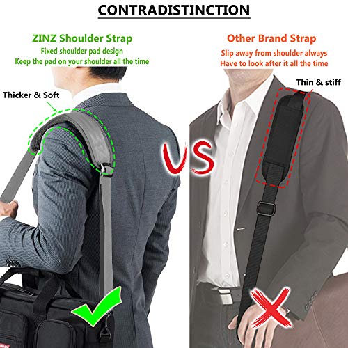 ZINZ Bag Shoulder Strap, Padded Adjustable Shoulder Strap Replacement - color: Dark Gray, size: 57"