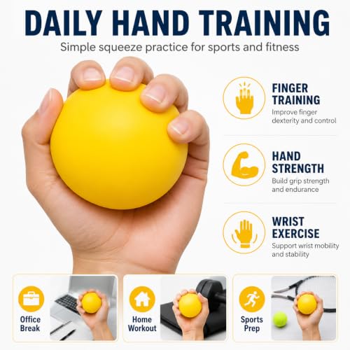 Hand Exercise Grip Ball, Finger Strengthener, Wrist and Hand Training Tool for Sports and Fitness - color: Yellow