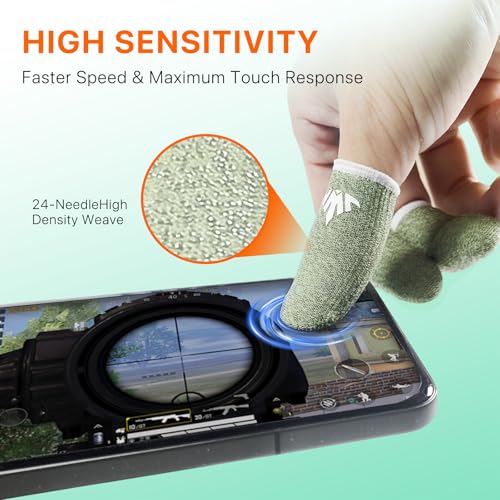 10 Pack Silver Fiber Dedales Gamer Profesionales Anti Slip Sweat Proof Gaming Finger Thumb Sleeves Cots Breathable Mobile Phone Gamer Gloves Guantes para Durable Covers for Pubg - color: Green 10-Pack + Storage Box