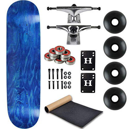 Moose Complete Skateboard Dip with Silver Trucks & Black Wheels (Stained Blue, 8.25")