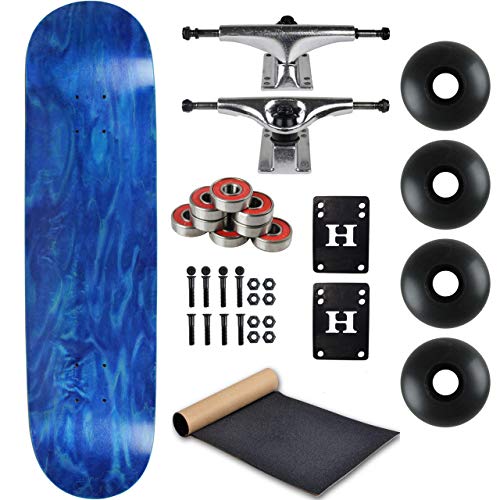 Moose Complete Skateboard Dip with Silver Trucks & Black Wheels (Stained Blue, 8.25")