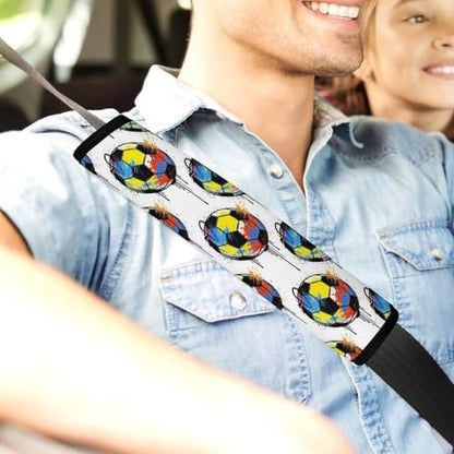 Universal Soft and Comfortable Car Seat Straps Shoulder Pads for Girls and Boys, Most Cars, 1 Pair Football Graffiti Soccer Harness Pads Strap Comfortable Driving - color: Pattern 288