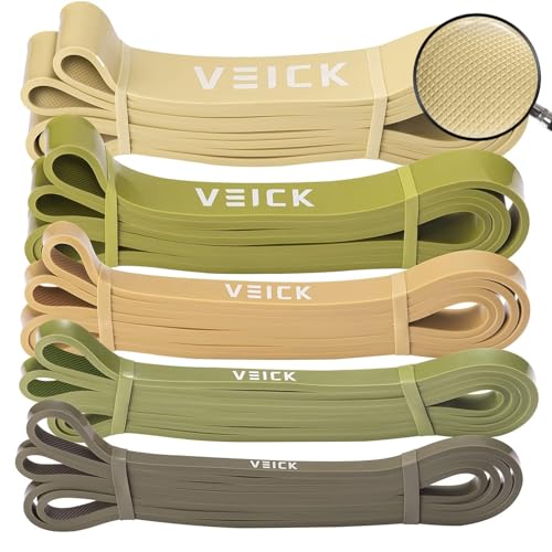 VEICK Pull Up Resistance Bands Set, Heavy Stretch Workout Bands, Fitness Assistance Bands for Men Women, Portable Exercise Equipment for Home Gym Office Travel - color: Green Set of 5