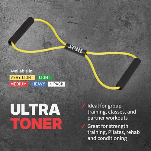 SPRI Ultra Toner Figure 8 Resistance Band with Padded Handles Great for Stretch, Exercise, Fitness Training, Yoga, Resistance Weights, Therapy, Gym or Home Workout Equipment. - size: Heavy, style: Heavy